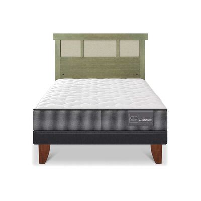 Imagen 1 del producto Cama Europea CIC 1,5 Plazas Anatomic + Respaldo Dublin Olivo