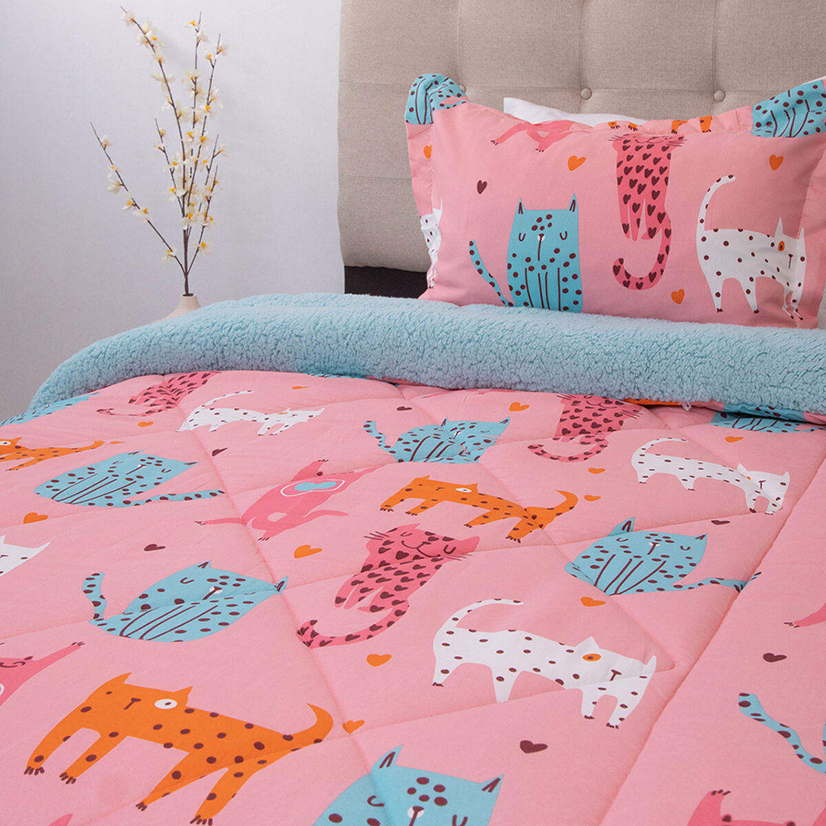 Plumón Doral 1,5 Plazas Kids Gatitos