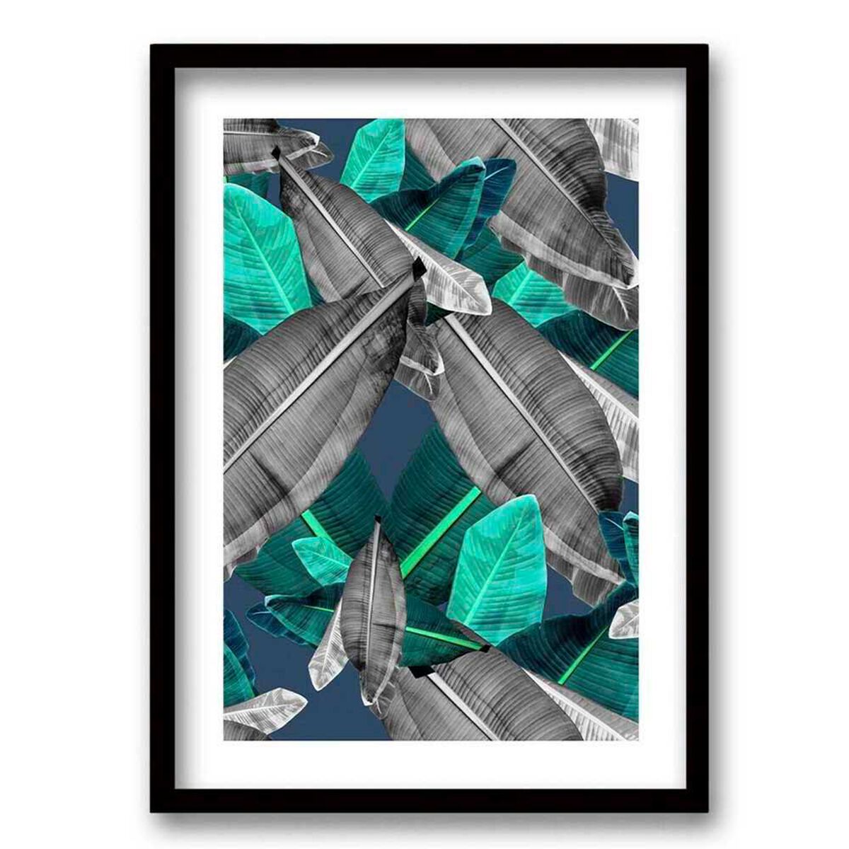 Cuadro Decorativo Retela Hojas Gris Verde 70 x 50 cm