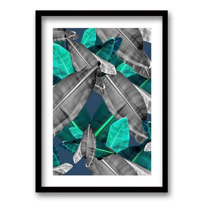 Cuadro Decorativo Retela Hojas Gris Verde 70 x 50 cm