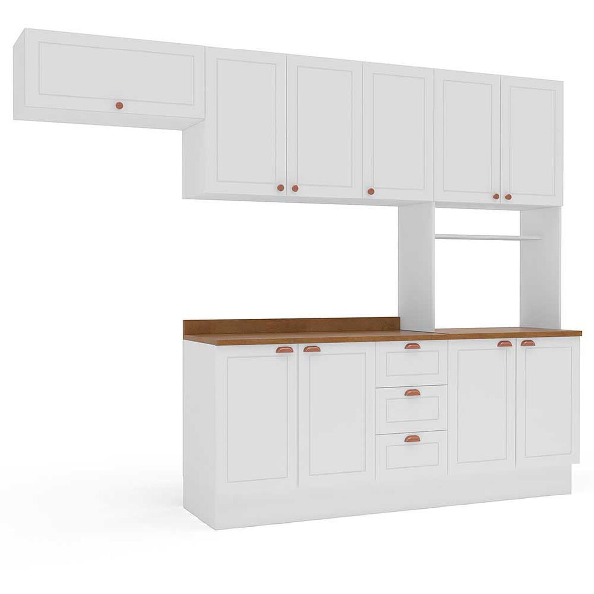 Kit Cocina Modular Royal Vekkahome 10 Puertas 3 Cajones Blanca