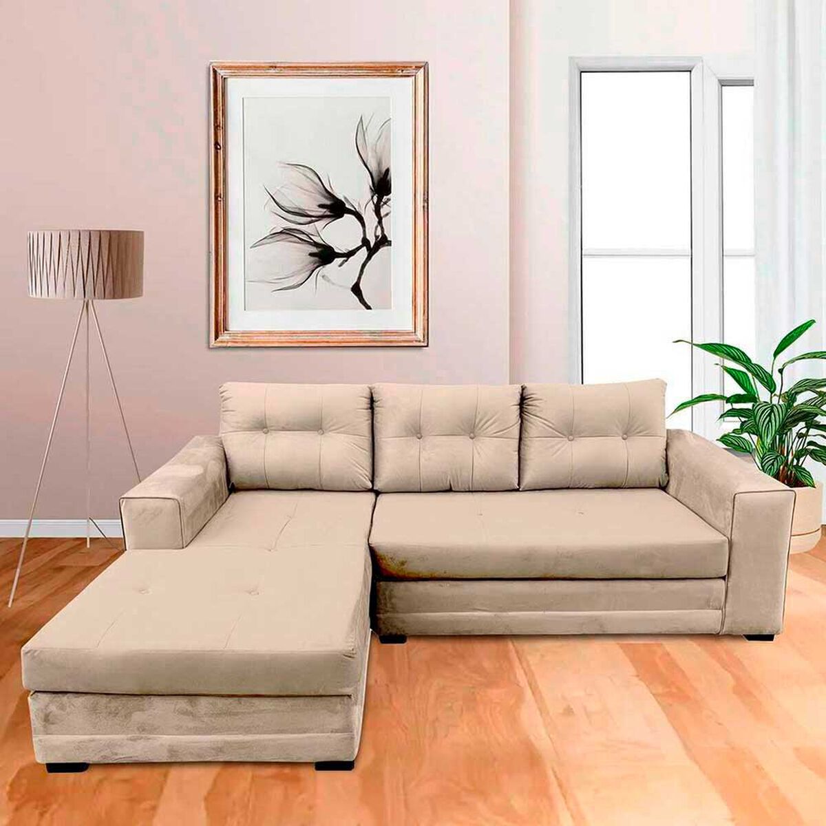 Sof&aacute; Seccional Izquierdo Living Factory Roma 3 Cuerpos Beige