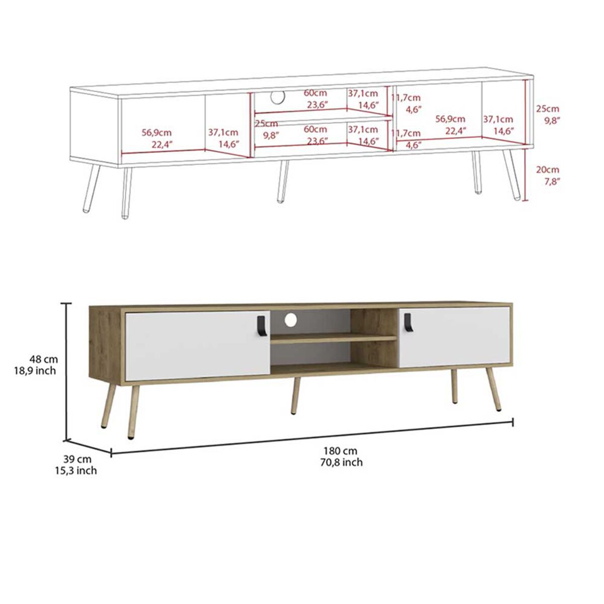 Rack TV TuHome Huna Hasta 75" Macadamia