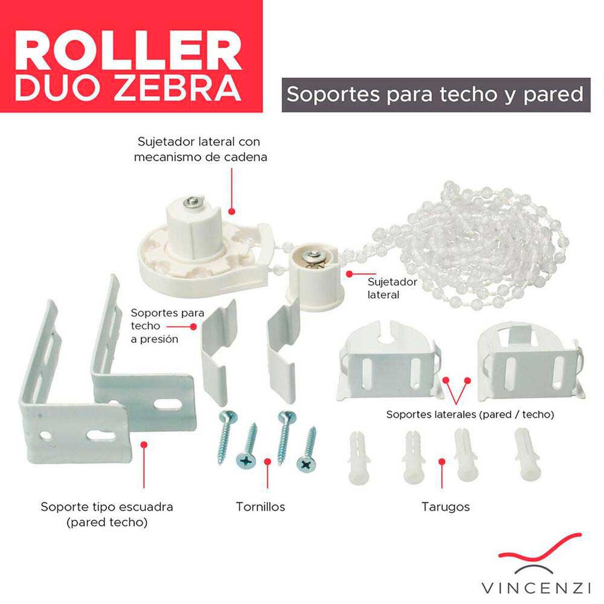 Cortina Roller Duo Vincenzi Gris 140 x 240 cm