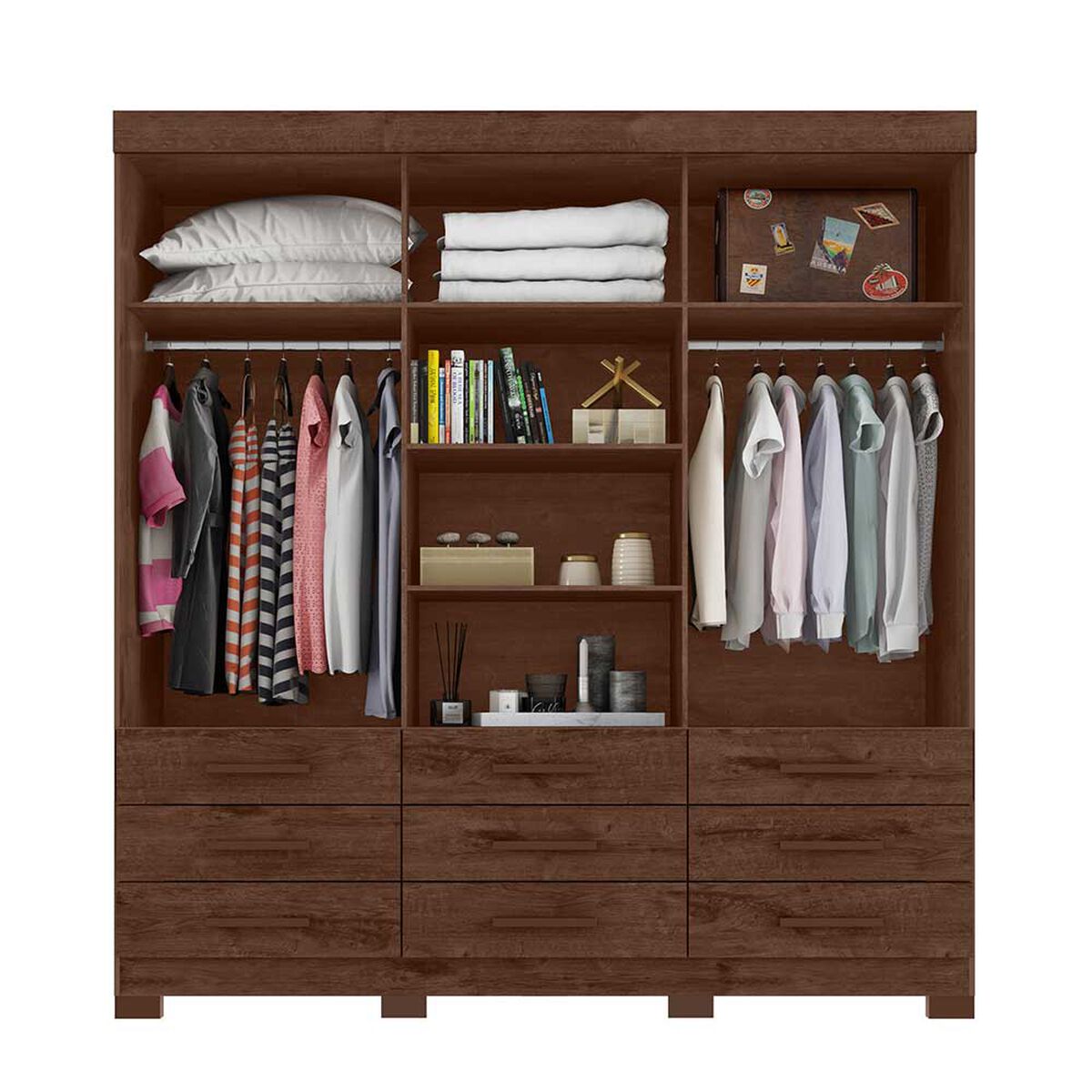 Clóset Casanova Ideale 3 Puertas 9 Cajones Café