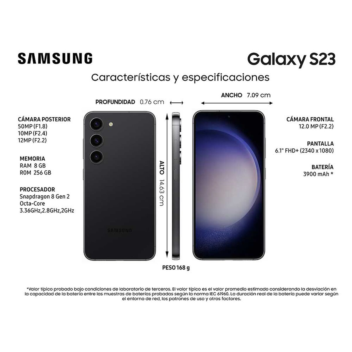Celular Samsung Galaxy S23 256GB 6,1" Phantom Black Liberado