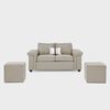 Sofá Mons Sicilia 2 Cuerpos + Dos Pouf 1 Cuerpo Beige
