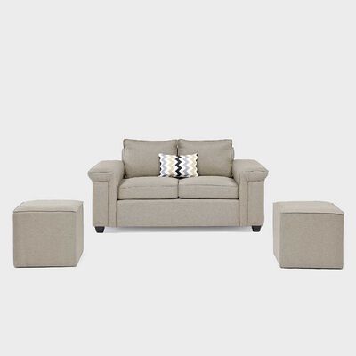 Imagen 2 del producto Sofá Mons Sicilia 2 Cuerpos + Dos Pouf 1 Cuerpo Beige