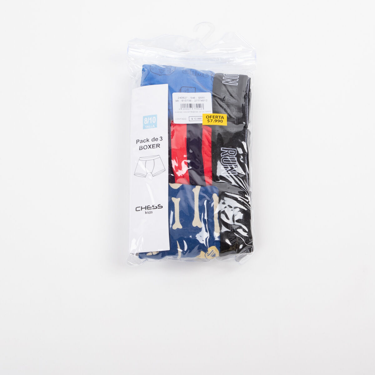 Pack 3 B&oacute;xer de Algod&oacute;n Ni&ntilde;o Chess