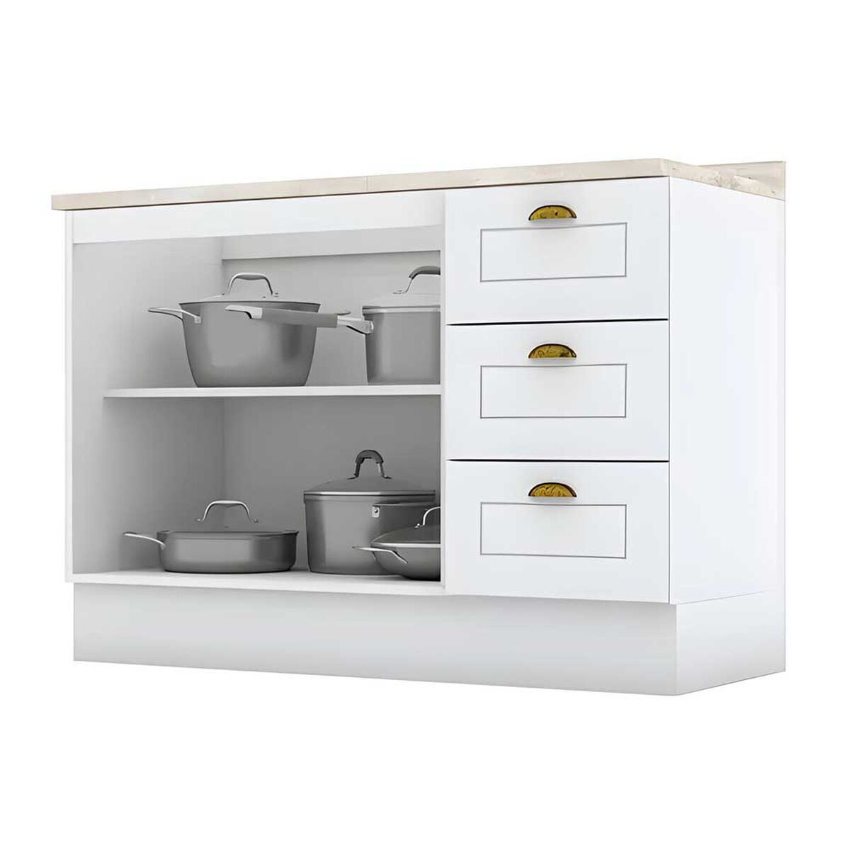 Combo Cocina Mueble Aéreo + Base Home Mobili Americana 40 cm Gris