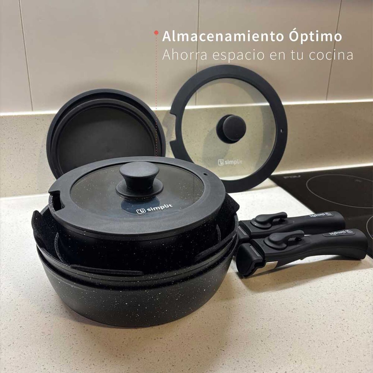 Bater&iacute;a de Cocina Antiadherente Granito Simplit Oxford 15 Piezas Negro