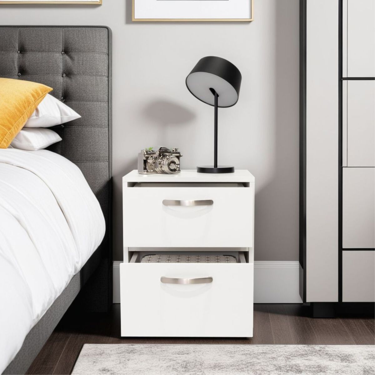 Velador TuHome Argento 2 Cajones Blanco