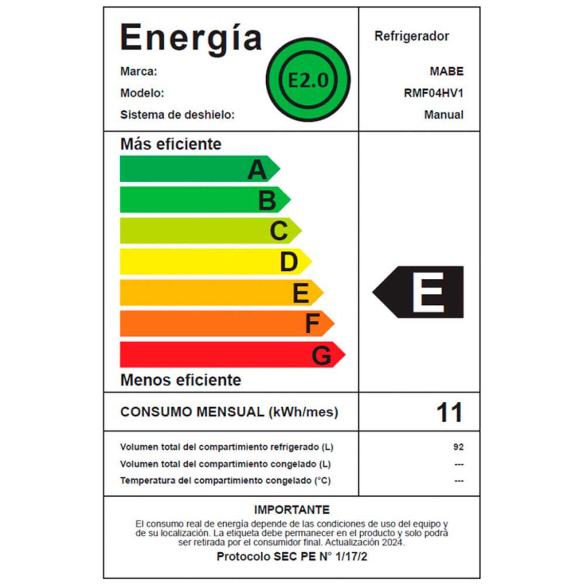 Frigobar Mabe RMF04HV1 90 L