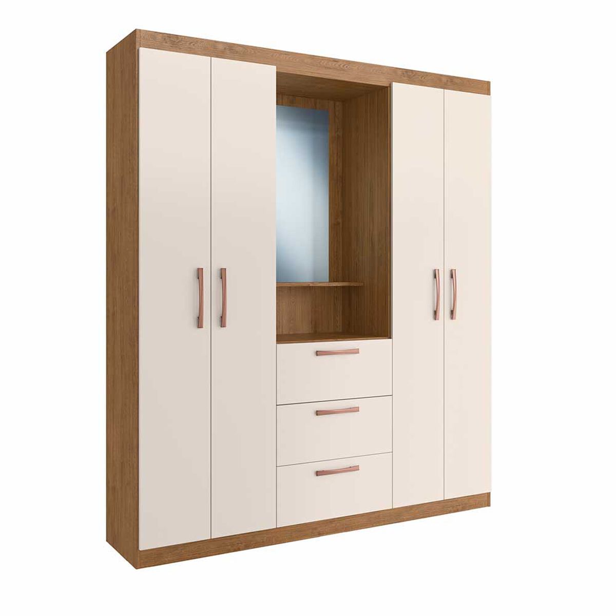 Closet Almore Uruguay 4 Puertas 3 Cajones Nogueira y Off White