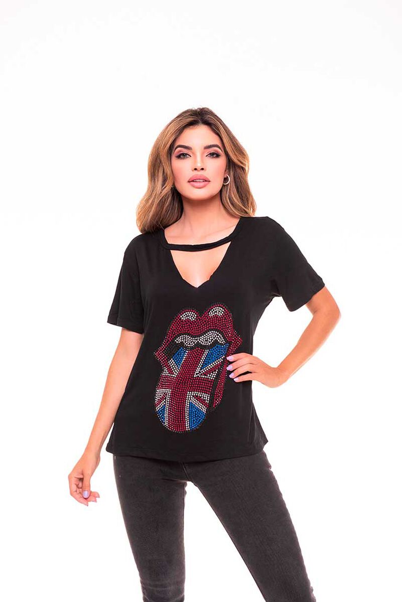 Polera Chocker Mujer Rock Caviar