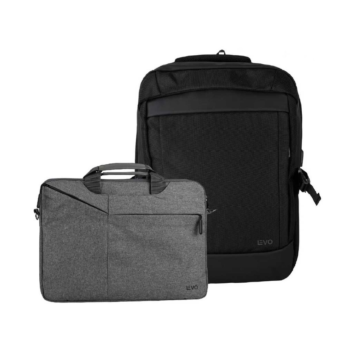 Mochila Notebook Levo Wolf Negra 15,6" + Funda Gris 15,6"