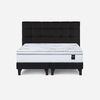 Cama Europea Rosen King Art 4 + Respaldo + Velador Issey Grafito