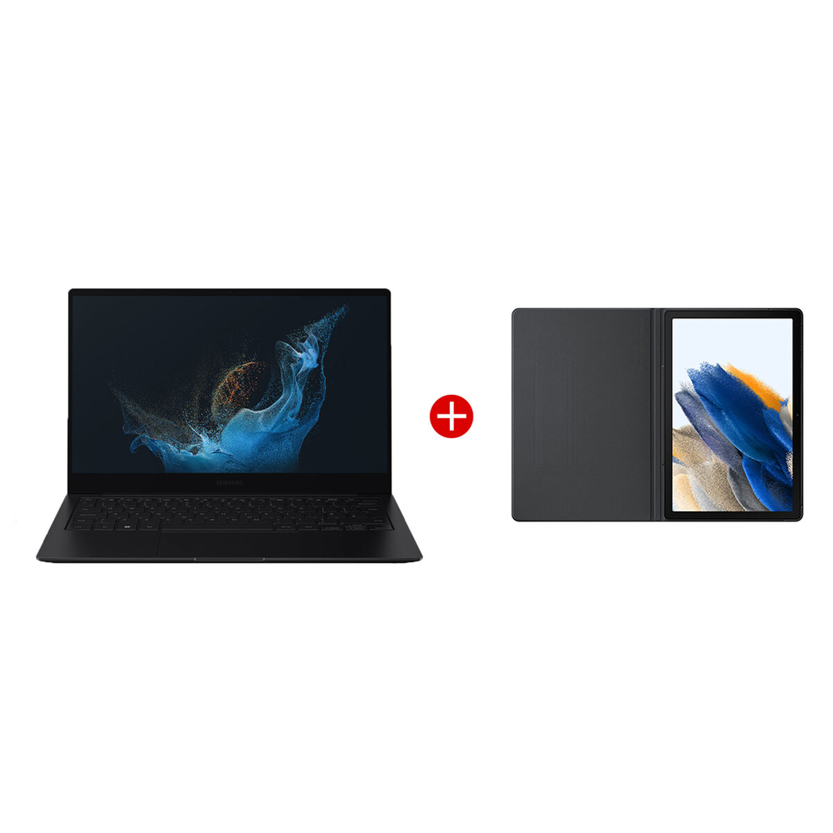 Combo Notebook Samsung Galaxy Book2 Pro Core i5 8GB 512GB SSD 13,3" Gris + Tablet Samsung SM-X200 Galaxy TAB A8 Octa Core 3GB 32GB 10,5" Gris + Cover
