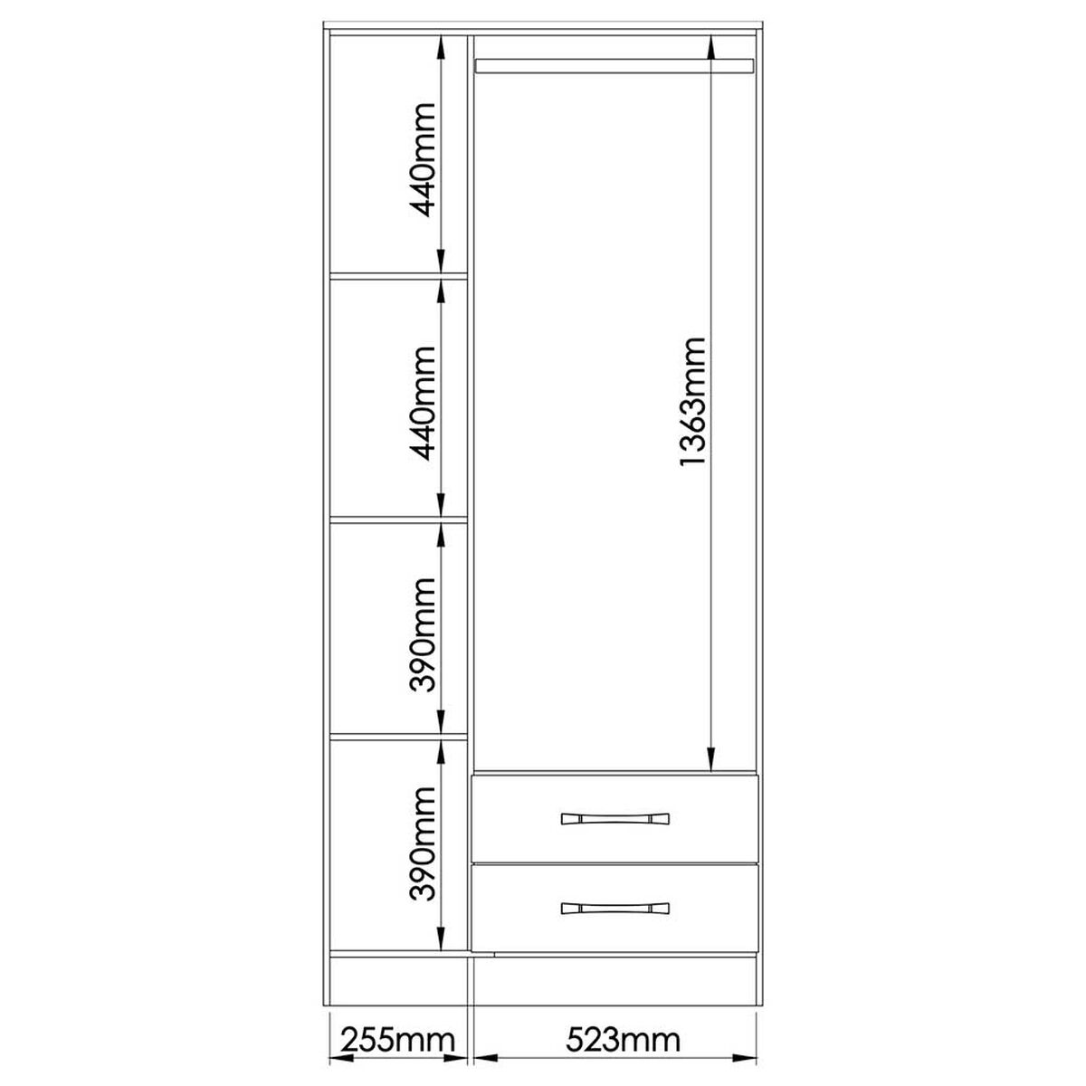 Clóset Vekkahome Pequim 3 Puertas 2 Cajones Blanco
