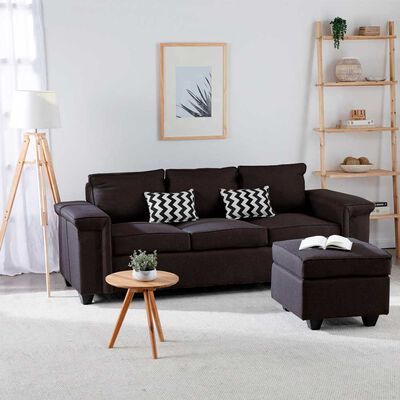 Sofá Mons Sicilia 3 Cuerpos + Pouf 1 Cuerpo Chocolate