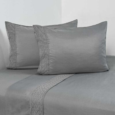 Juego de Sábanas American Family King Crochet Gris