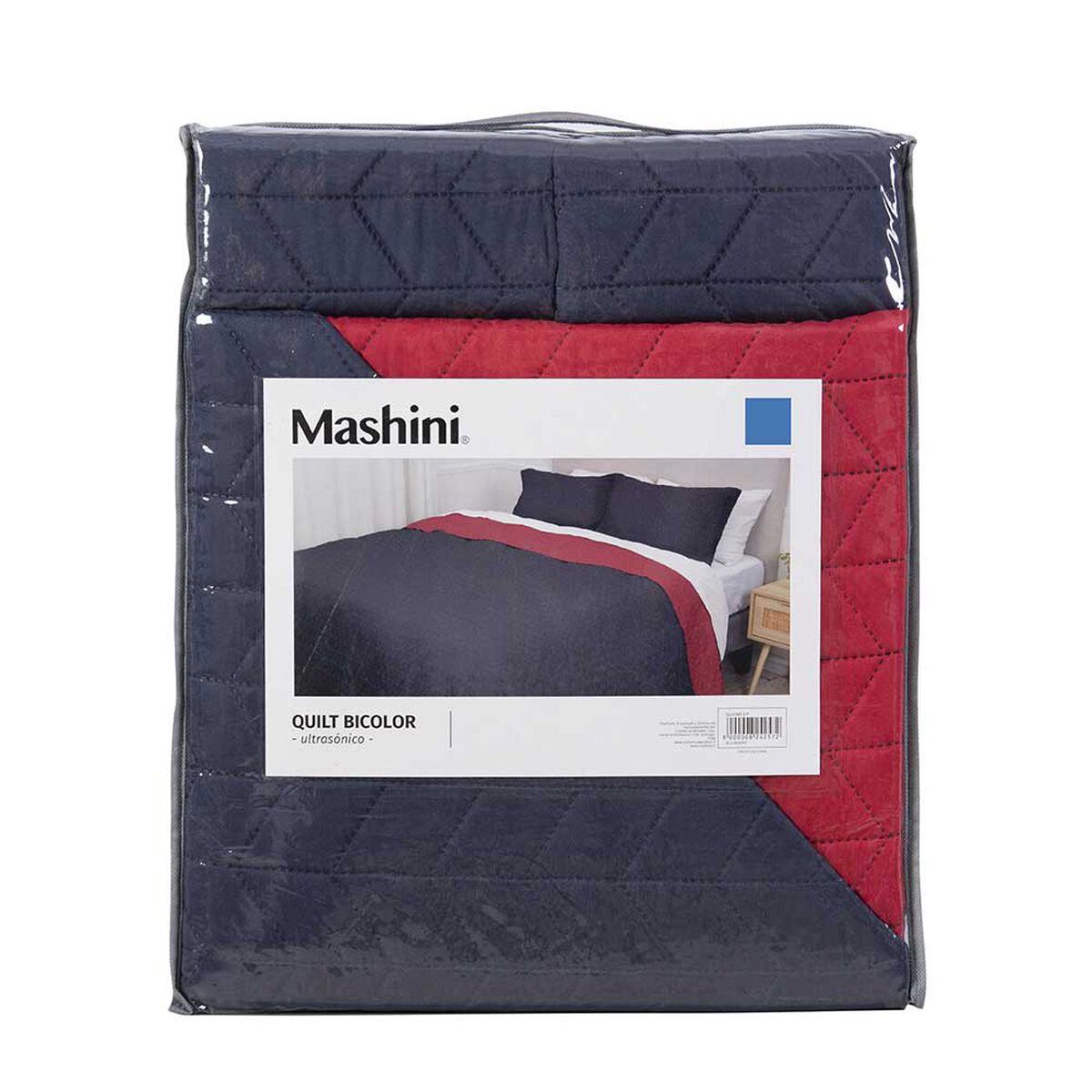 Cubrecama Mashini 1,5 Plazas Liso Marengo Rojo