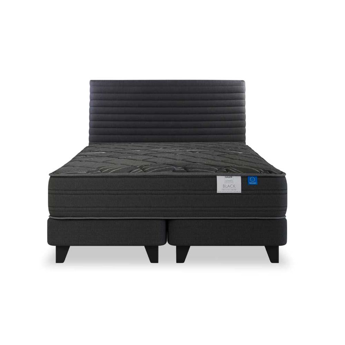 Cama Europea Flex Base Dividida King Black + Respaldo Modern Grafito