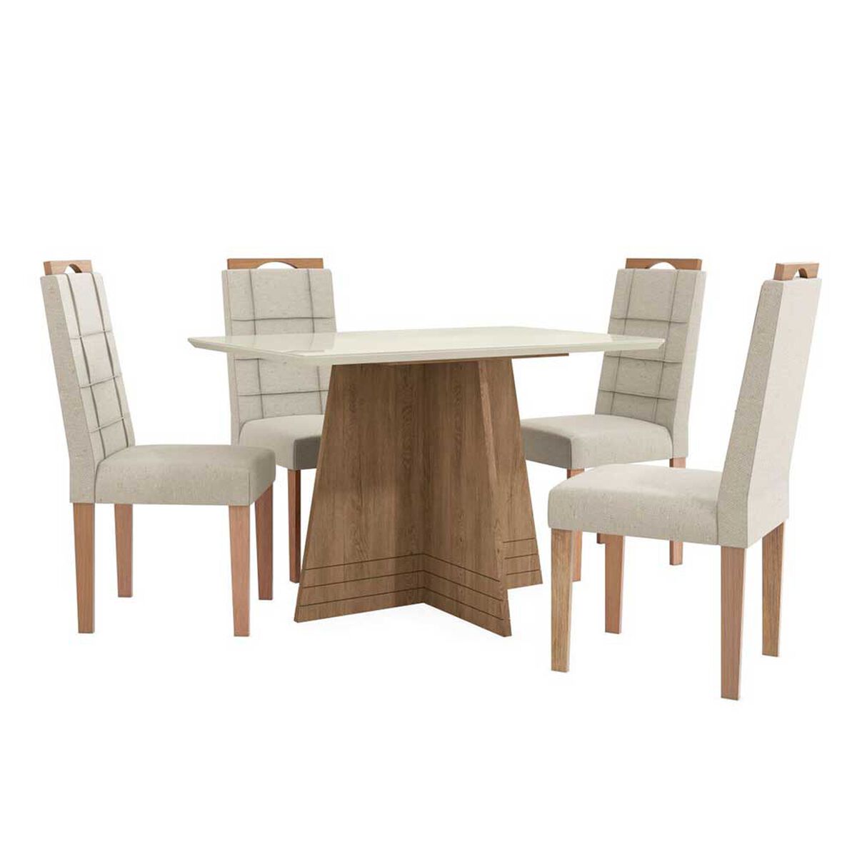 Juego de Comedor Yardas Roma 4 Sillas Off White