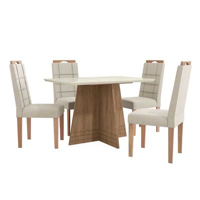 Juego de Comedor Yardas Roma 4 Sillas Off White