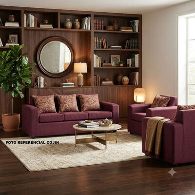 Juego de Living Almore Paris Sof&aacute; 3 Cuerpos + Dos Sillones 1 Cuerpo Rojo