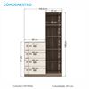 Cómoda Onessta Estilo Demolicion 4 Cajones 1 Puerta