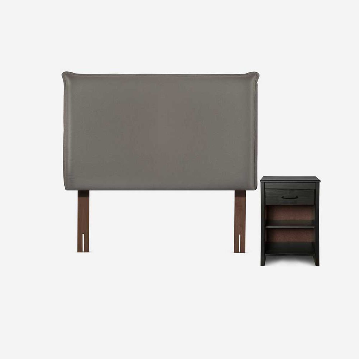 Cama Nido Rosen 1,5 Plazas Pratta + Respaldo + Velador Maurice Gris