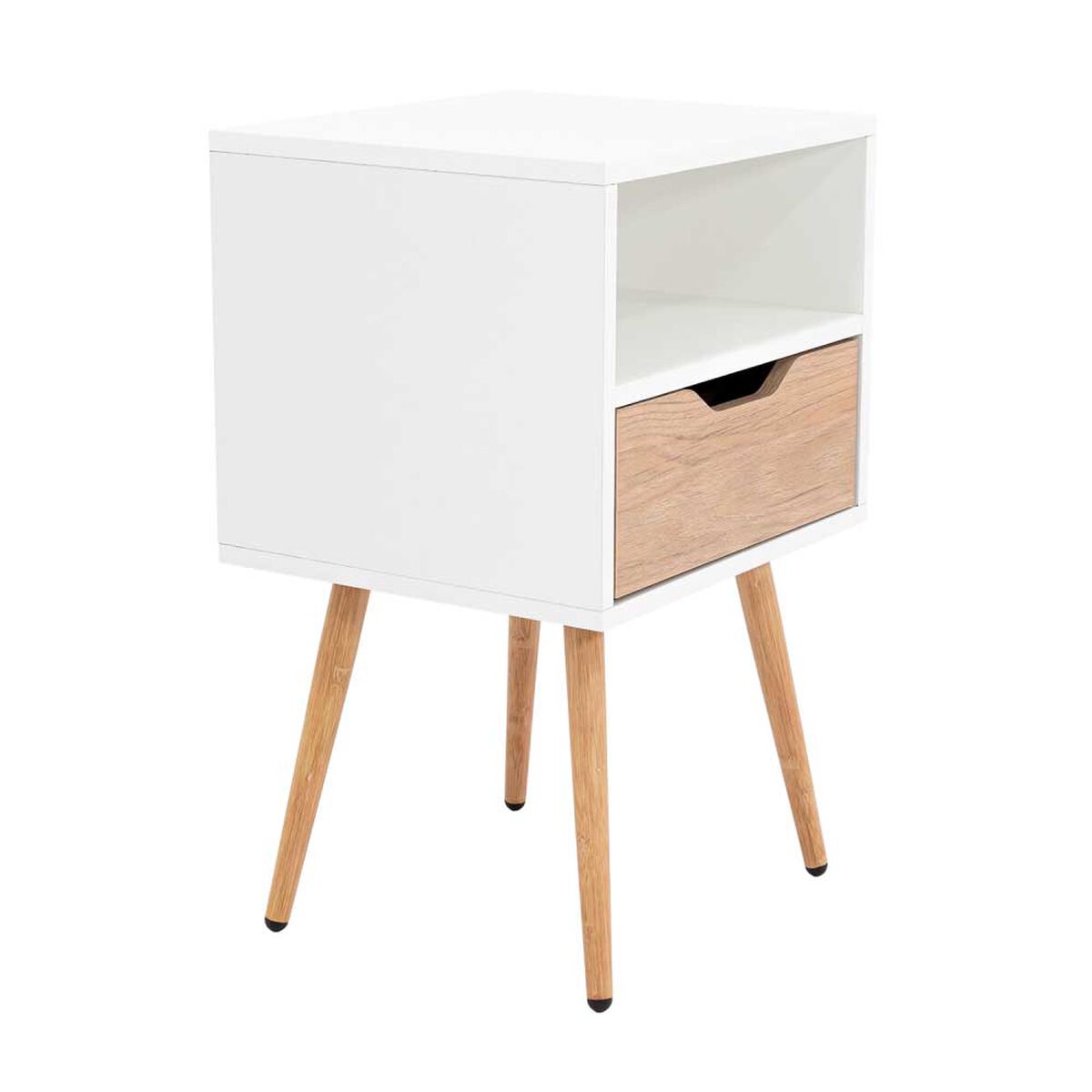 Velador TuHome Otom 1 Cajones Blanco y Rovere