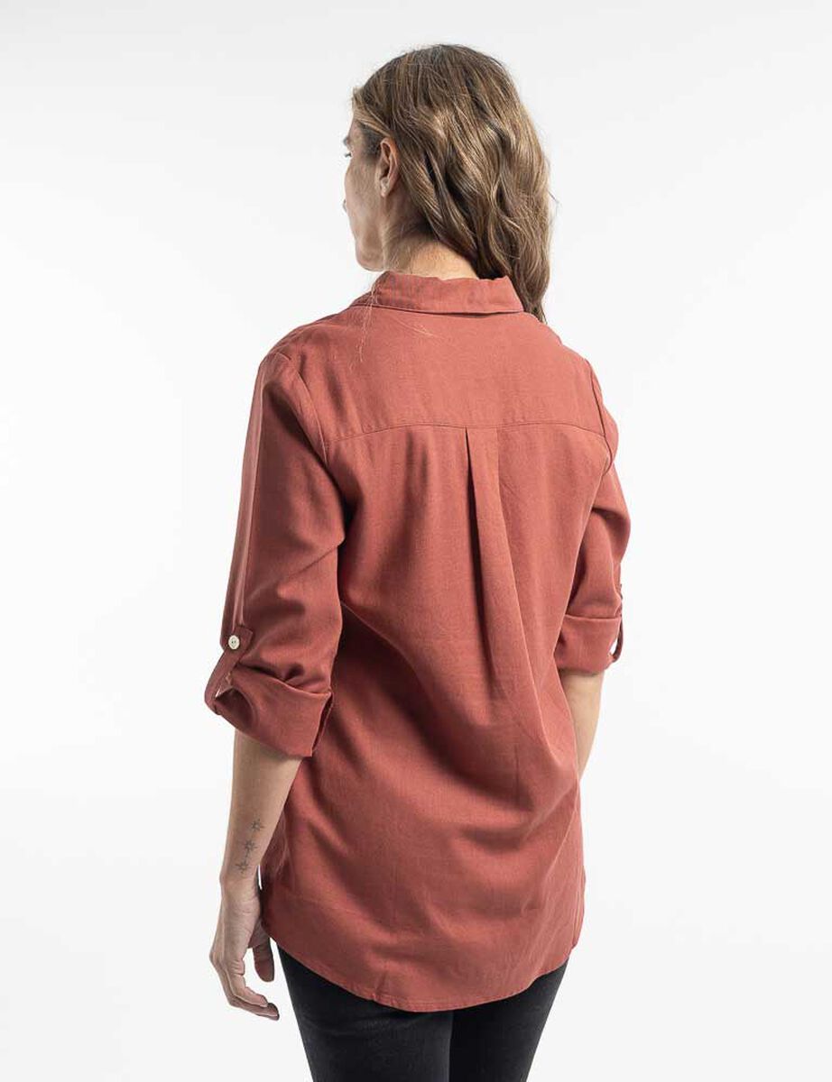 Blusa Lino Manga Larga Mujer Portman Club