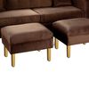 Juego de Living Bodevir New Retro Felpa 01 Sofá 3 Cuerpos + Dos Pouf 1 Cuerpo Chocolate 