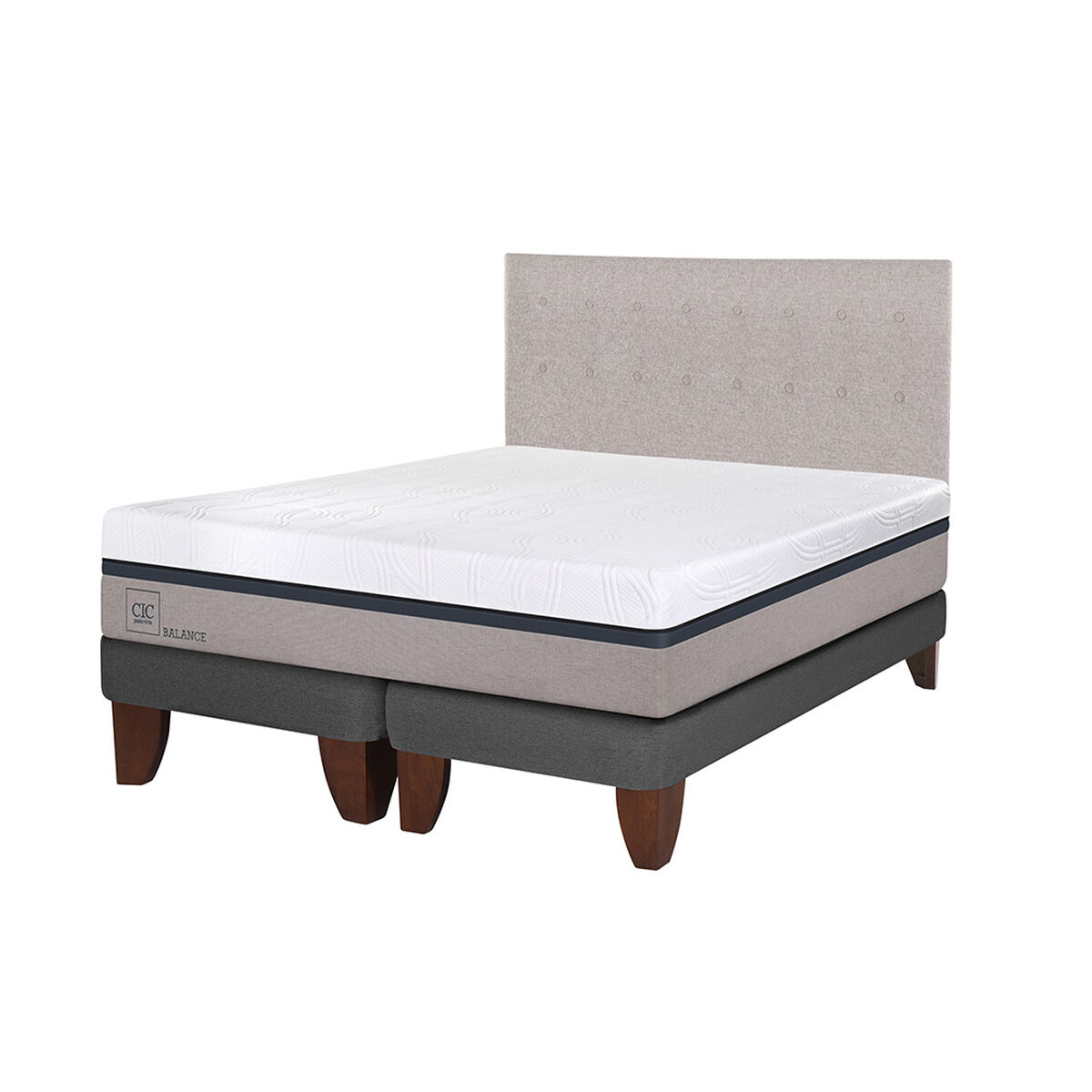 Cama Europea CIC Base Dividida King Balance + Respaldo Tigris