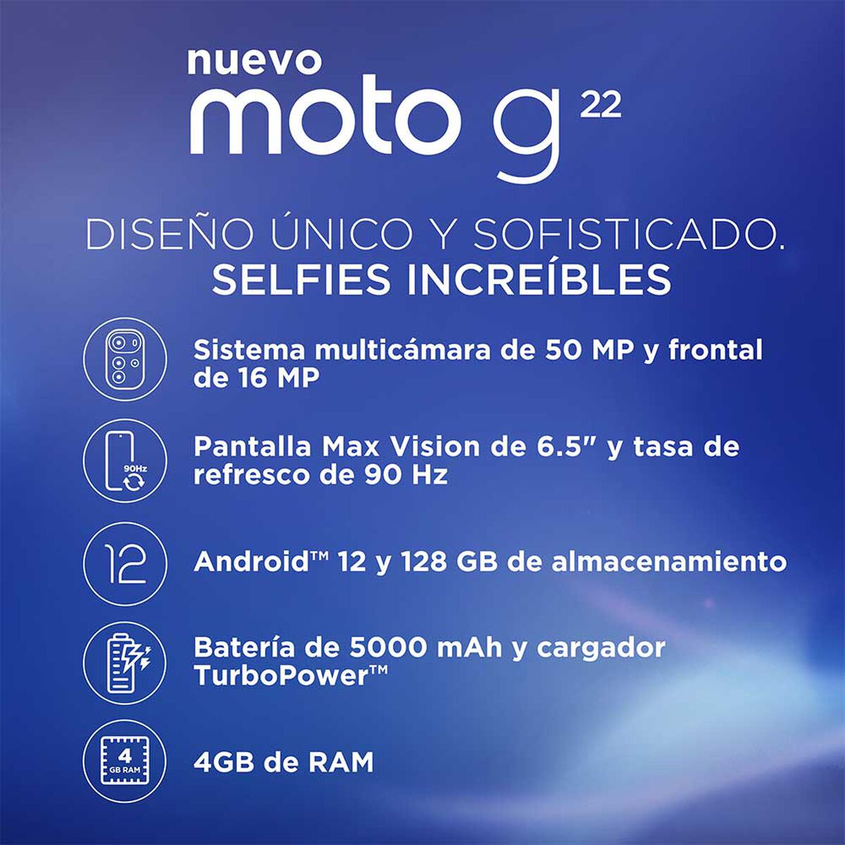Celular Motorola Moto G22 128GB 6,53" Negro Liberado