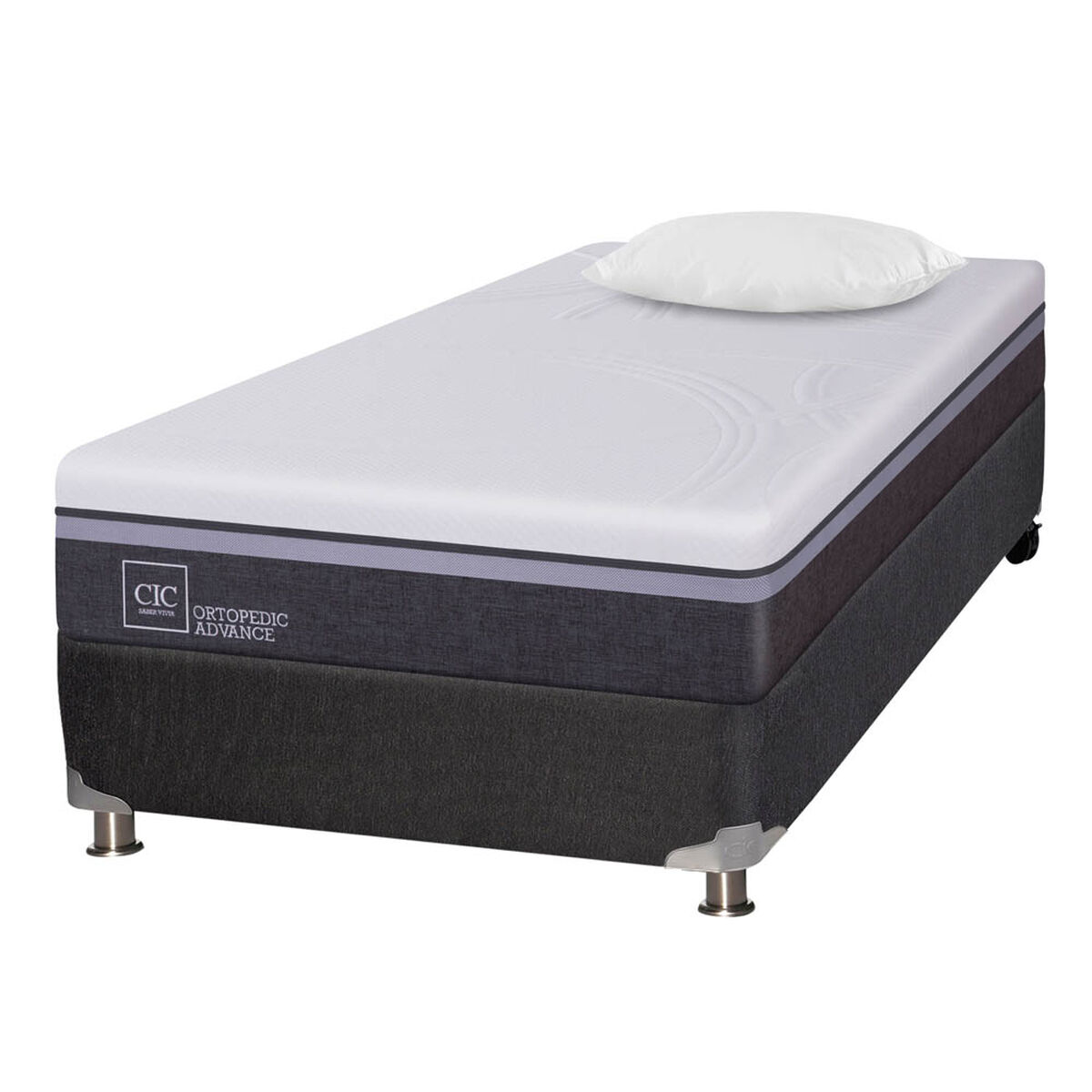 Box Spring CIC 1,5 Plazas Ortopedic Advance + Almohada