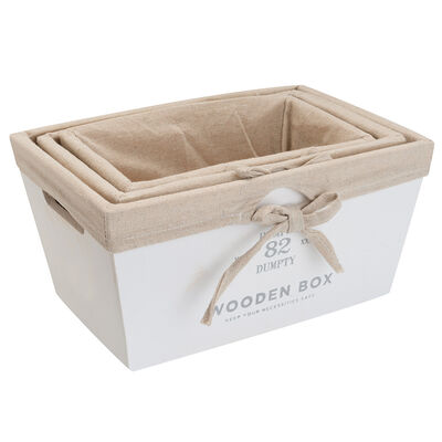 Imagen 1 del producto Set de 3 Canastos Rectangulares Madera Vgo Blanco