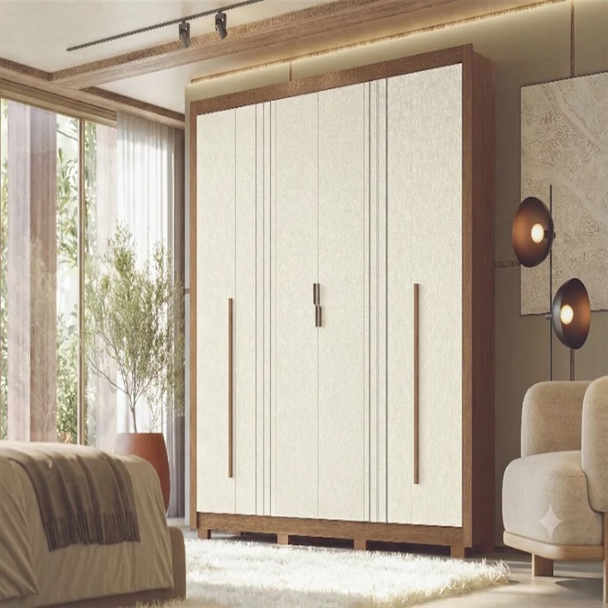 Closet Altavision Miletto 6 Puertas 3 Cajones Caf&eacute; Blanco