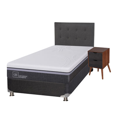 Imagen 2 del producto Box Spring CIC 1,5 Plazas Ortopedic Advance + Respaldo + Velador Eufrates