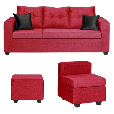 Juego de Living Diseño A&M Home Antonella Sofá 3 Cuerpos + Butaca 1 Cuerpo + Pouf 1 Cuerpo Burdeo