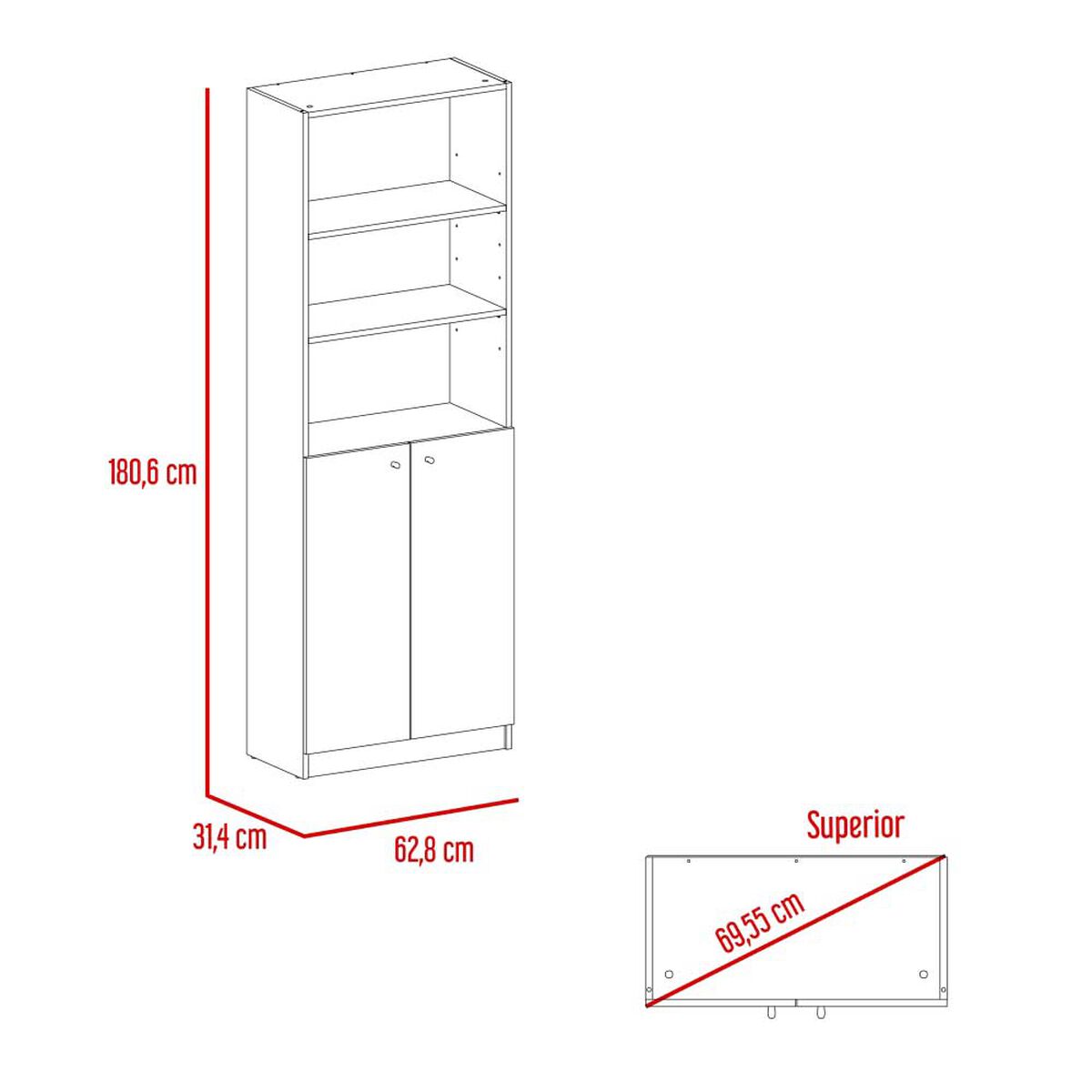 2 Estantes 2 Puertas + Estante 5 Repisas TuHome Home Macadamia