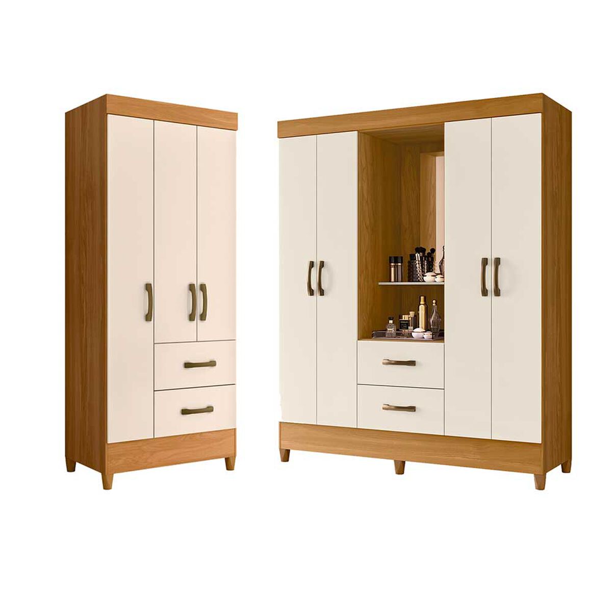 Combo 2 Clóset Vekkahome Mobi 3 Capelina 4 Puertas + 3 Puertas 2 Cajones 
