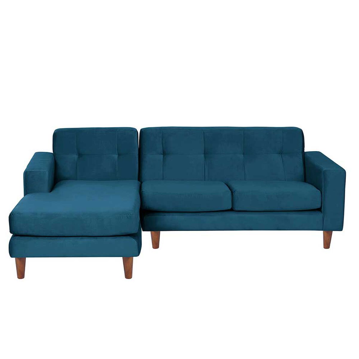 Sofá Seccional Izquierdo Latam Home Salermo Tela Velvet 3 Cuerpos Azul Petroleo