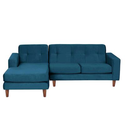 LATAM HOME Sofá Seccional Izquierdo Latam Home Salermo Tela Velvet 3 Cuerpos Azul Petroleo