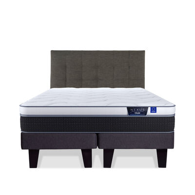Cama Europea Flex King Nexus Base Dividida + Respaldo Design Grafito