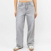 Jeans Wide Leg Mujer Icono Gris