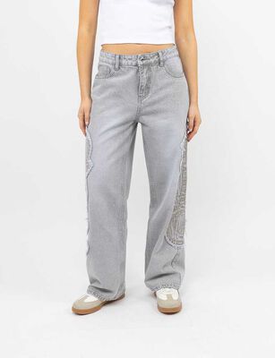Imagen 1 del producto Jeans Wide Leg Mujer Icono Gris