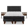 Cama Europea Flex Base Dividida 2 Plazas Therapedic Plus + Respaldo Royal + 2 Veladores Rock